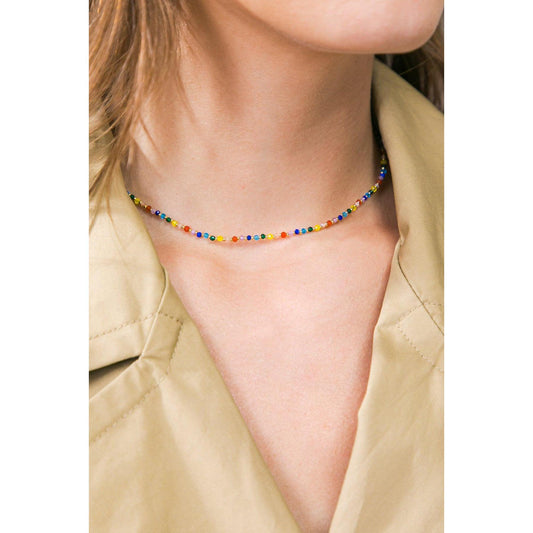 COLORED ENAMEL PEARL NECKLACE