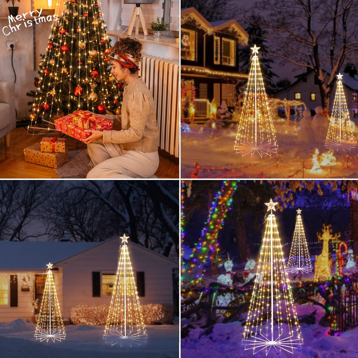 a collage of christmas lights