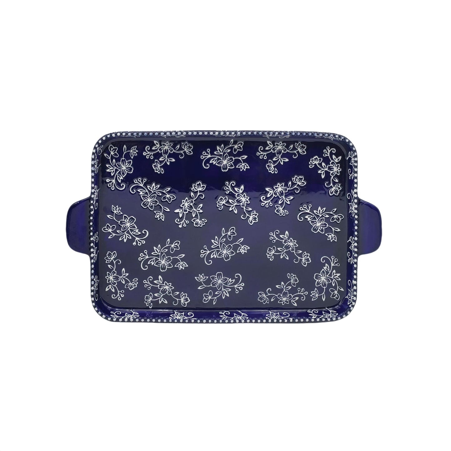 Floral Lace Blue 13 x 9 Inch Lid-It Platter by Temp-tations