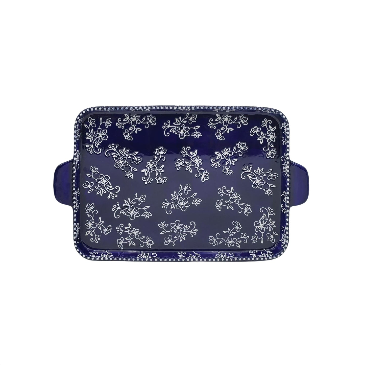 Floral Lace Blue 13 x 9 Inch Lid-It Platter by Temp-tations