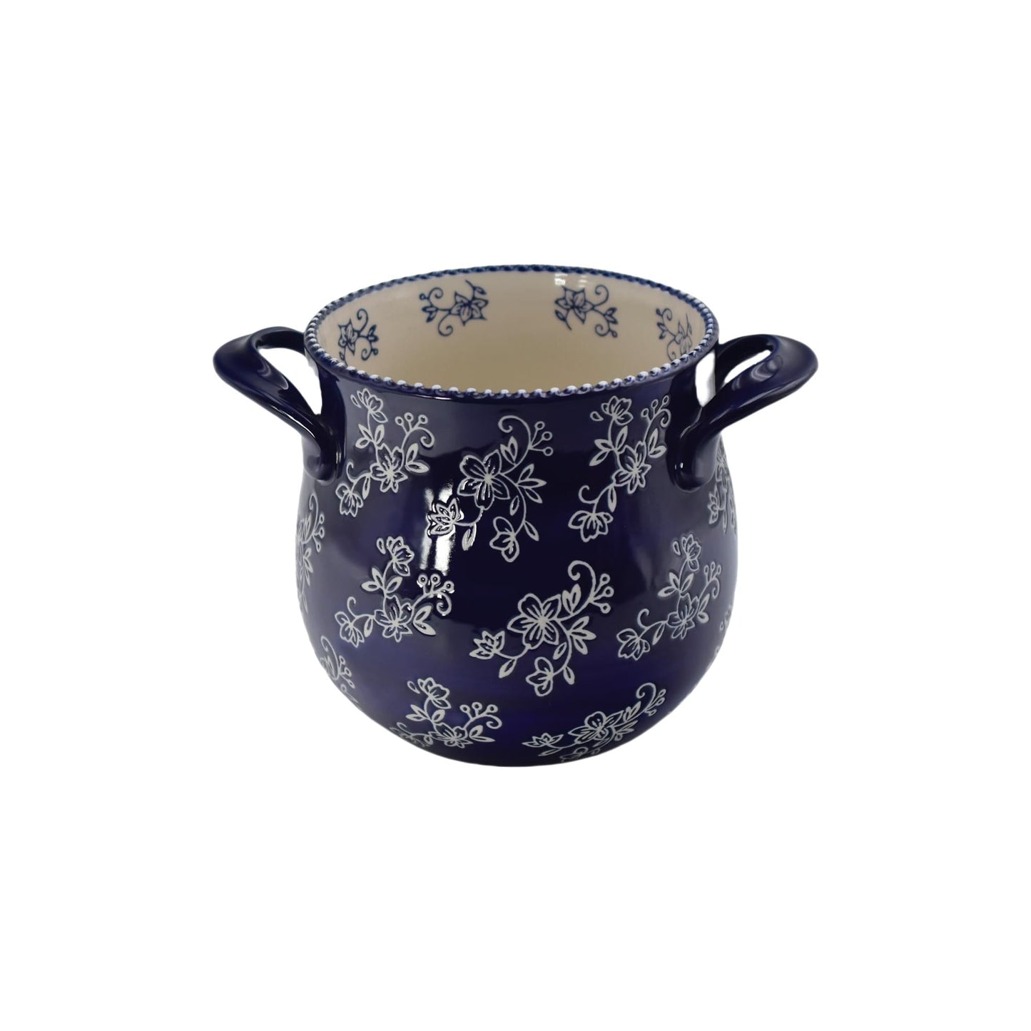 Floral Lace Blue XL Utensil Crock by Temp-tations