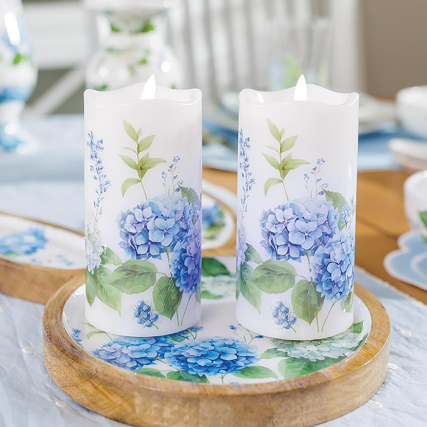 Hydrangea 5 Inch Fiber Optic Candle by Temp-tations