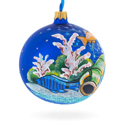 Tropical Aquarium Glass Ball Christmas Ornament 4 Inches