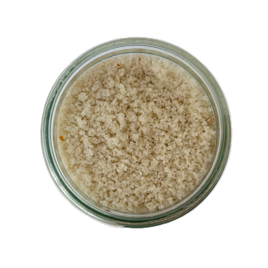 a glass jar with a white substance
