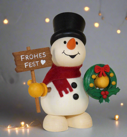 Weihnachtsmann Collectibles - Large Snowman with Wreath