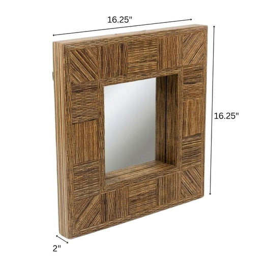 UMA Brown Wicker Frame - 16.25" Wall Mirror