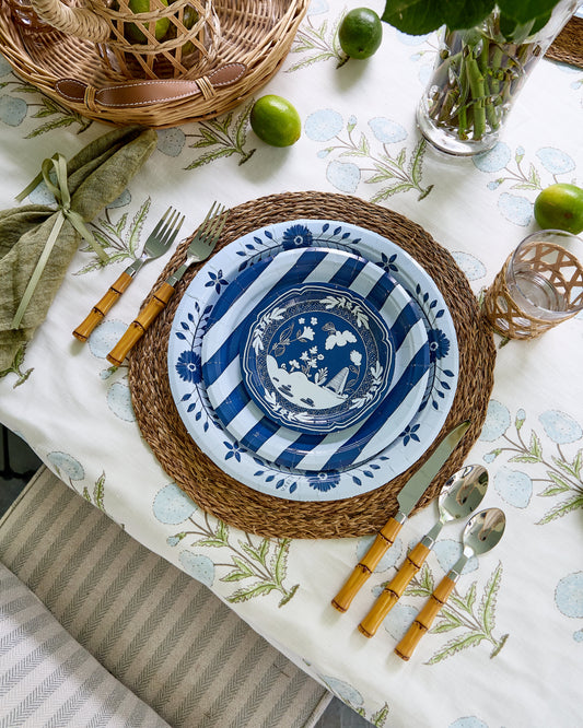 Sky and Navy Daisy Josephine Dinner Plates - 8 pack