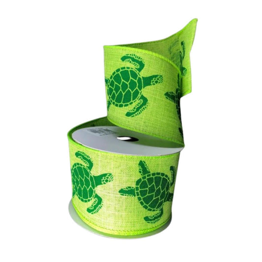 2.5" Sea Turtle Ribbon: Lime (10 Yards)