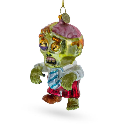 Walking Zombie Glass Christmas Ornament