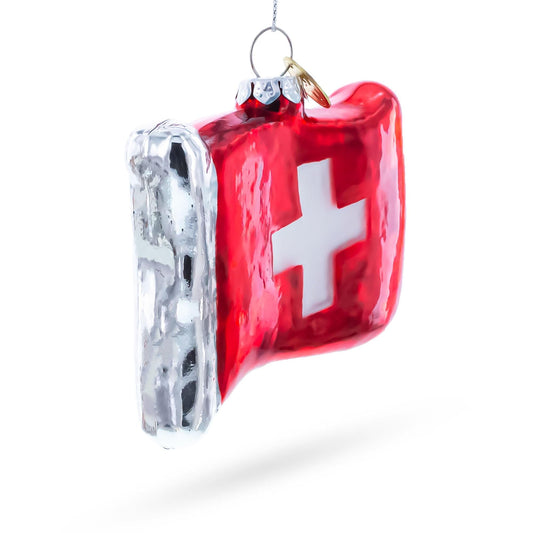 a red and silver christmas ornament