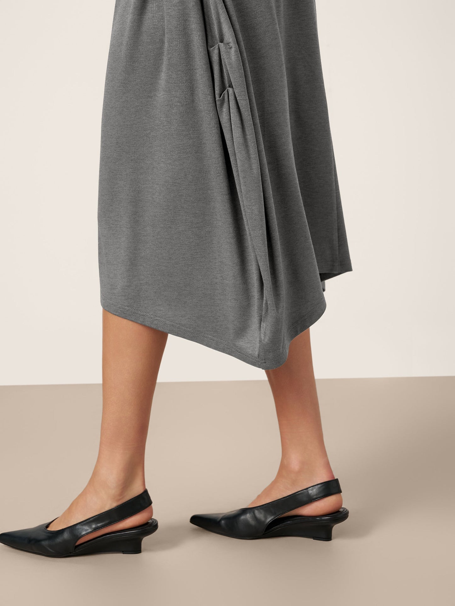 Wool Cocoon Curved Waist Midi Dress FARRAH