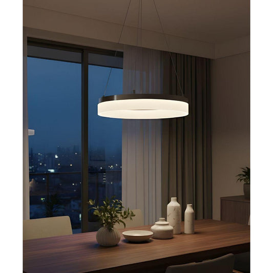 Edge-Lit 16"W 1-Light Round LED Ribbon Chandelier Light Fixture Brushed Nickel Finish