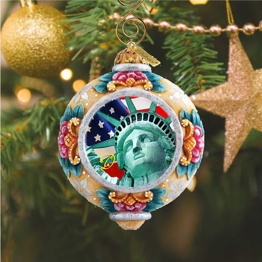 Statue of Liberty Sculpted Hand-Painted Christmas Ornament by G. DeBrekht - American Christmas Decor - 6103401
