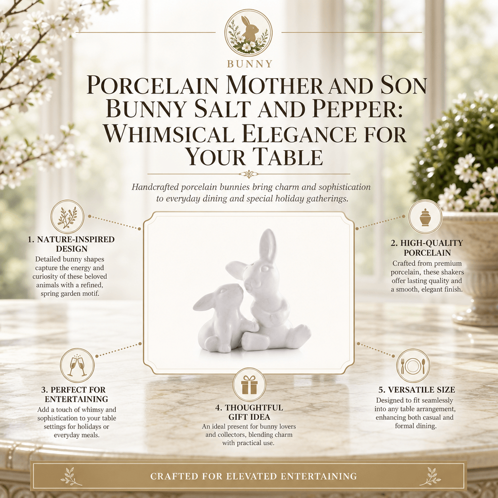 Porcelain Mother and Son Bunny Salt and Pepper