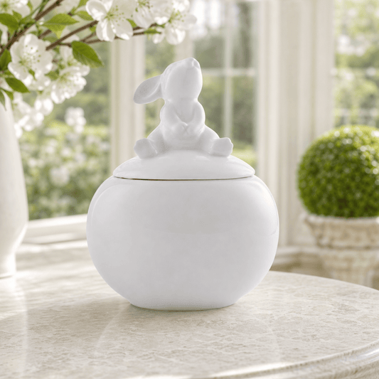 Porcelain Sitting Bunny Sugar Bowl