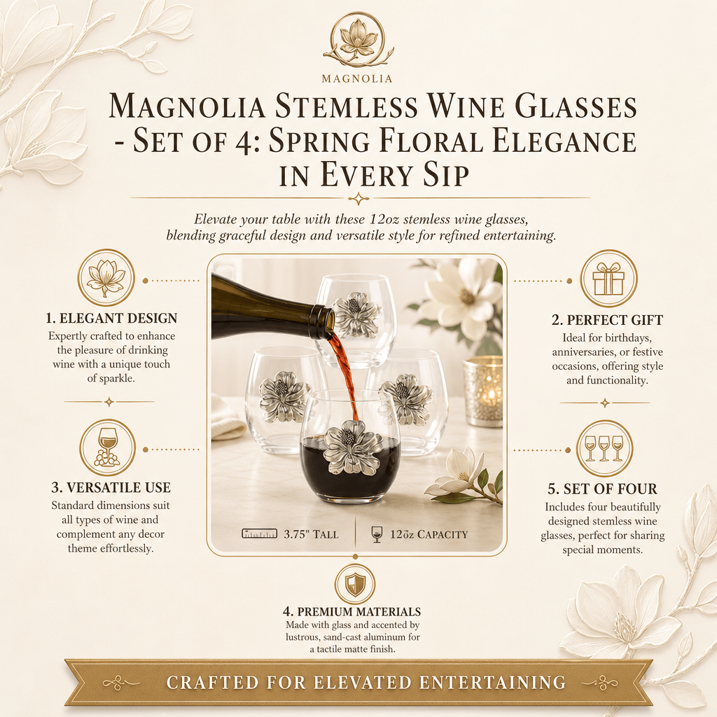 Magnolia Stemless Wine Glasses - Set of 4