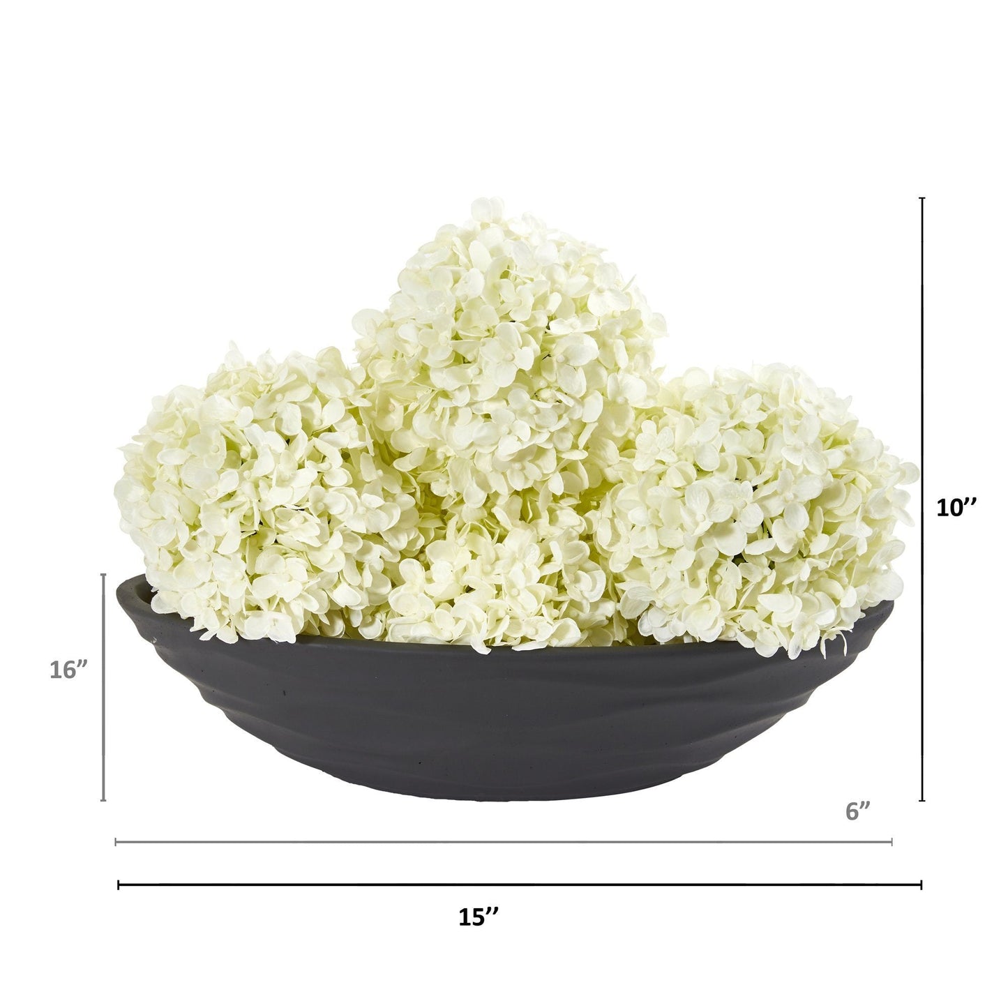 10” Artificial Hydrangea Balls (Set of 4) with Vase