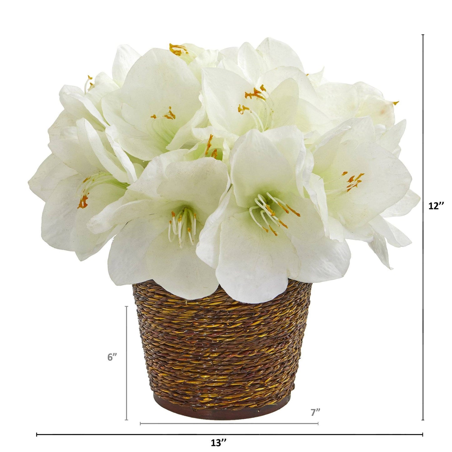 12” Amaryllis Artificial Arrangement in Basket