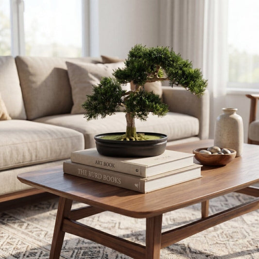 a tree on top of a coffee table