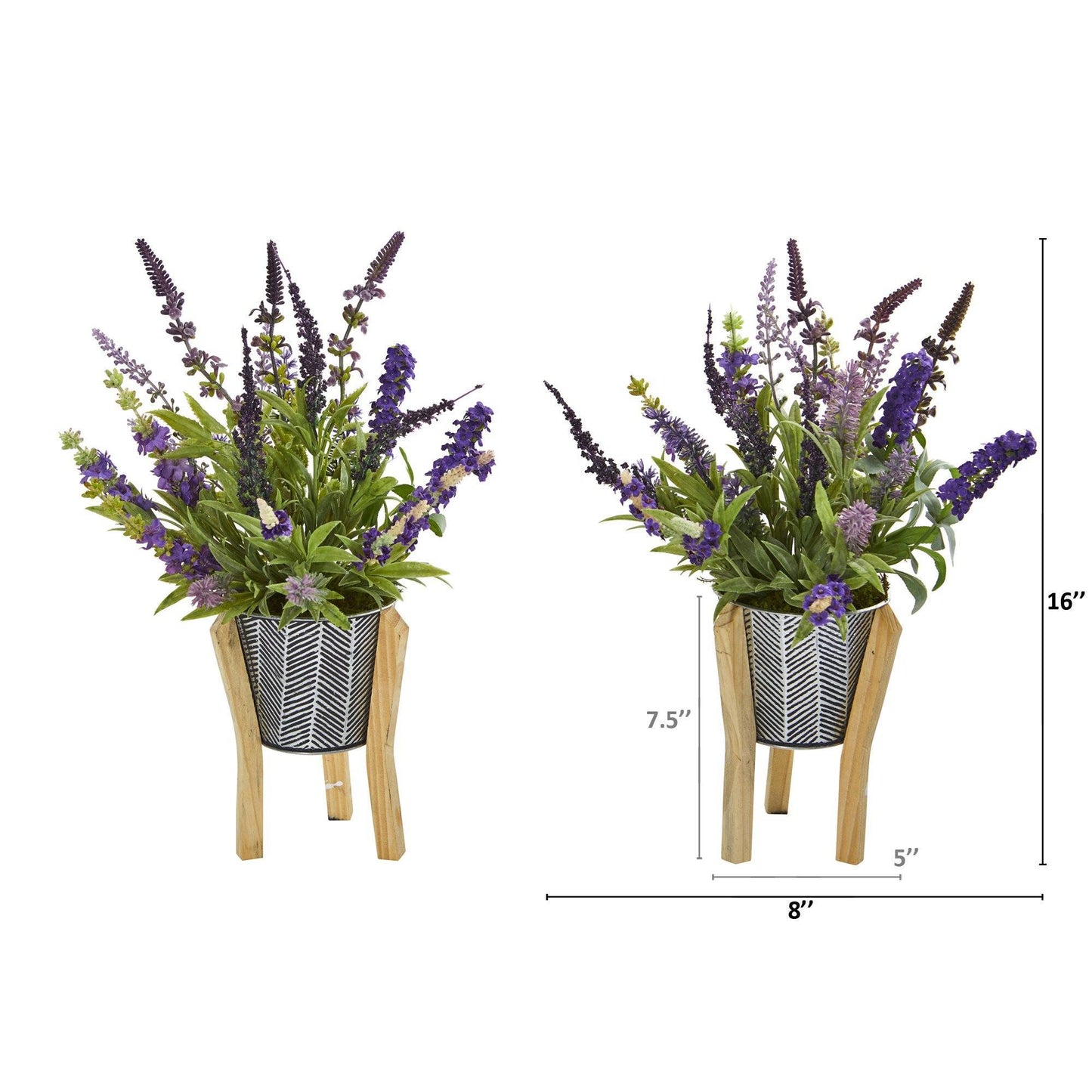16” Lavender Artificial Plant in Tin Planter with Legs (Set of 2)