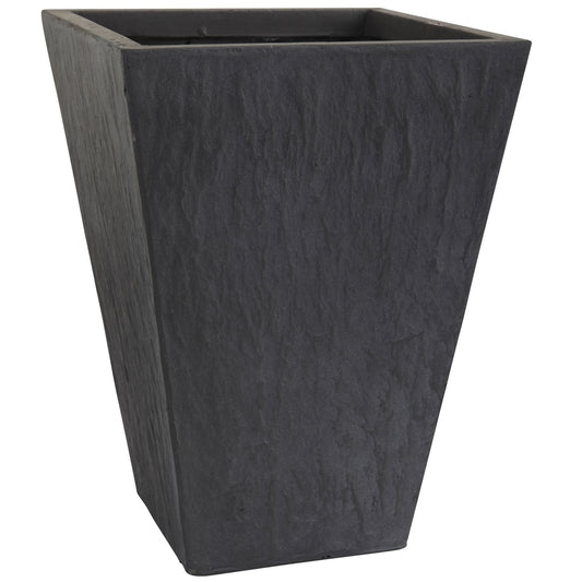 a black rectangular planter