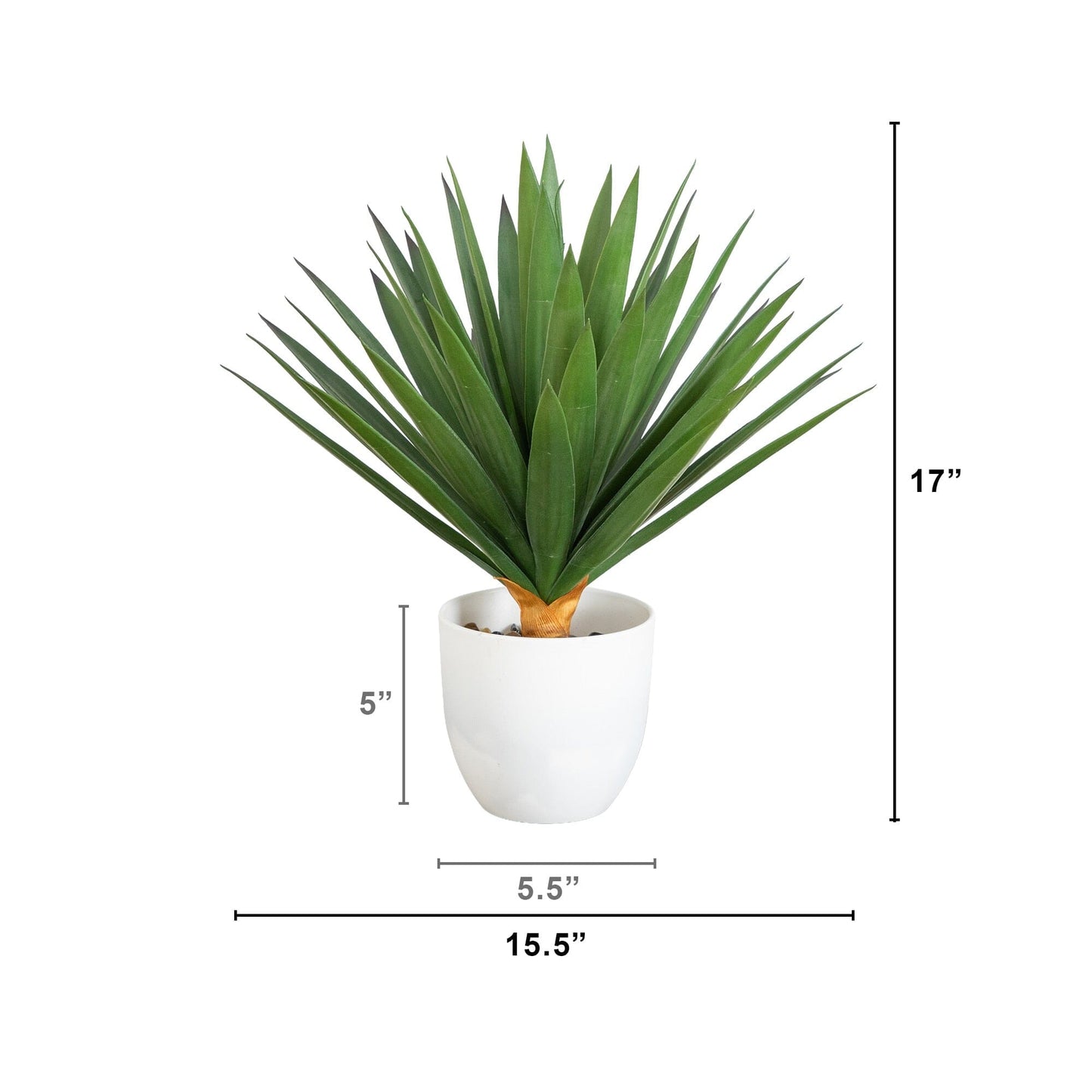17” UV Resistant Artificial Agave Plant in White Planter (Indoor/Outdoor)