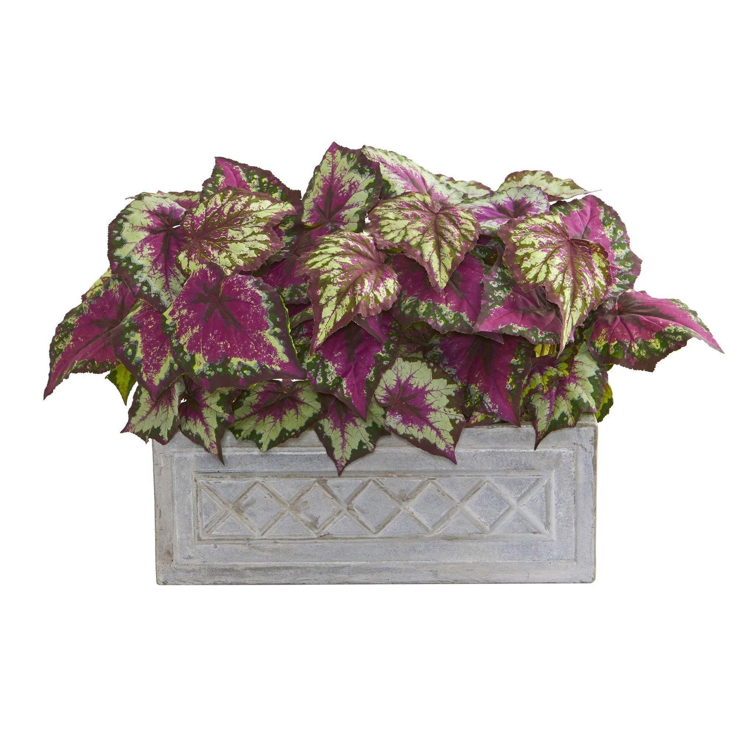 17” Wax Begonia Artificial Plant in Stone Planter