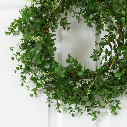 a wreath on a door