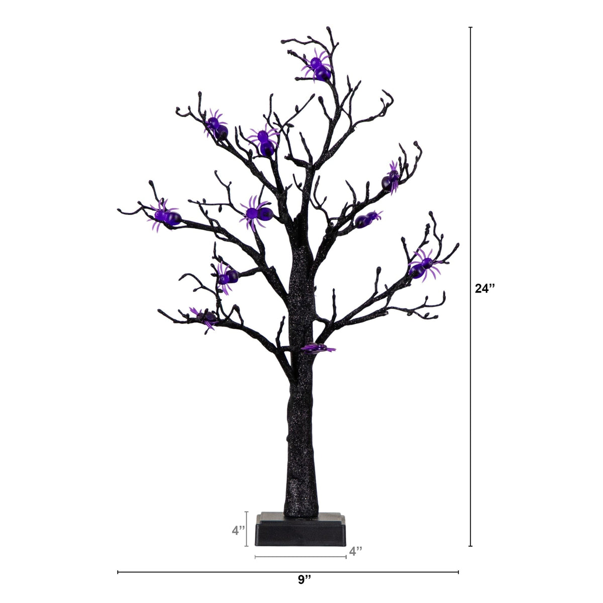 a tree with purple spiders on it