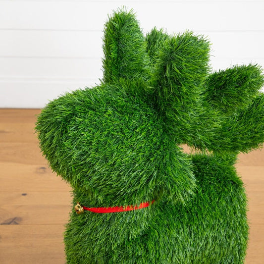 2' UV Resistant Artificial Christmas Grass Garden Plush Topiary Reindeer (Indoor/Outdoor)