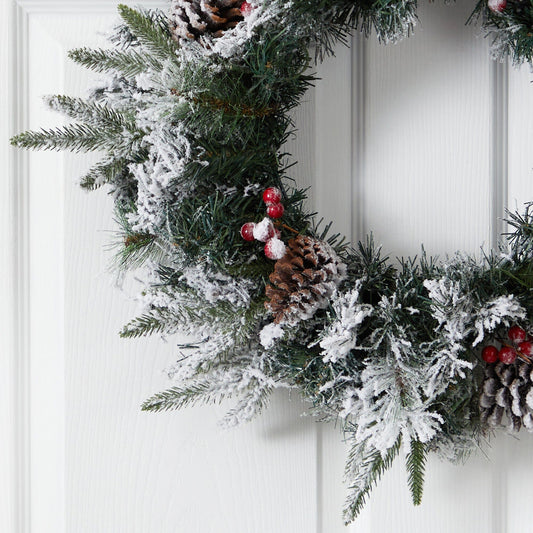 a wreath on a door
