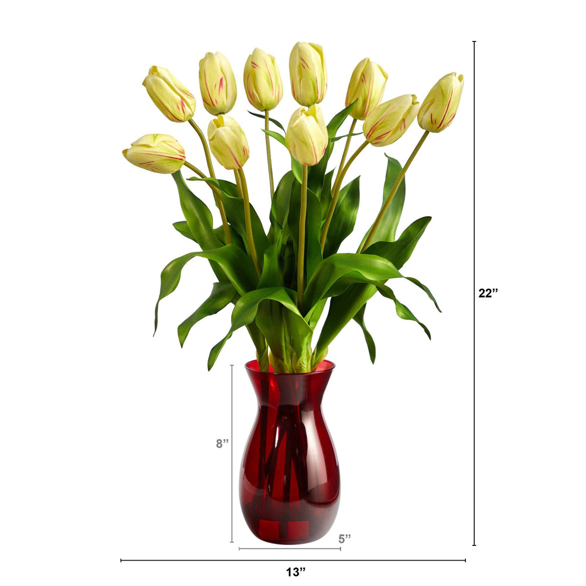 22” Dutch Tulip Artificial Arrangement in Ruby Vase