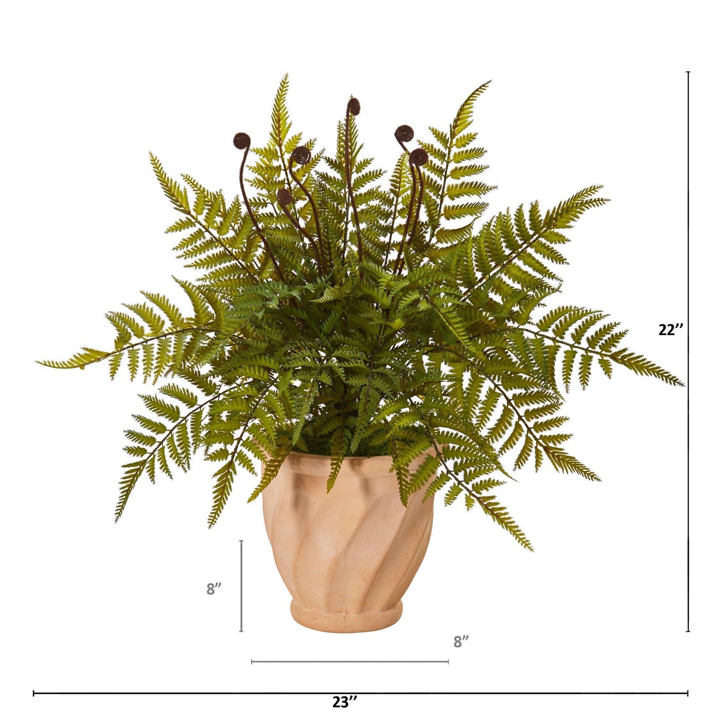 22” Fern Artificial Plant in Orange Planter