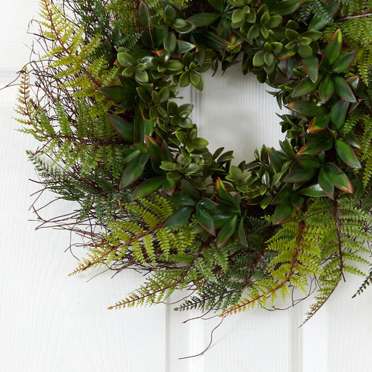 a wreath on a door