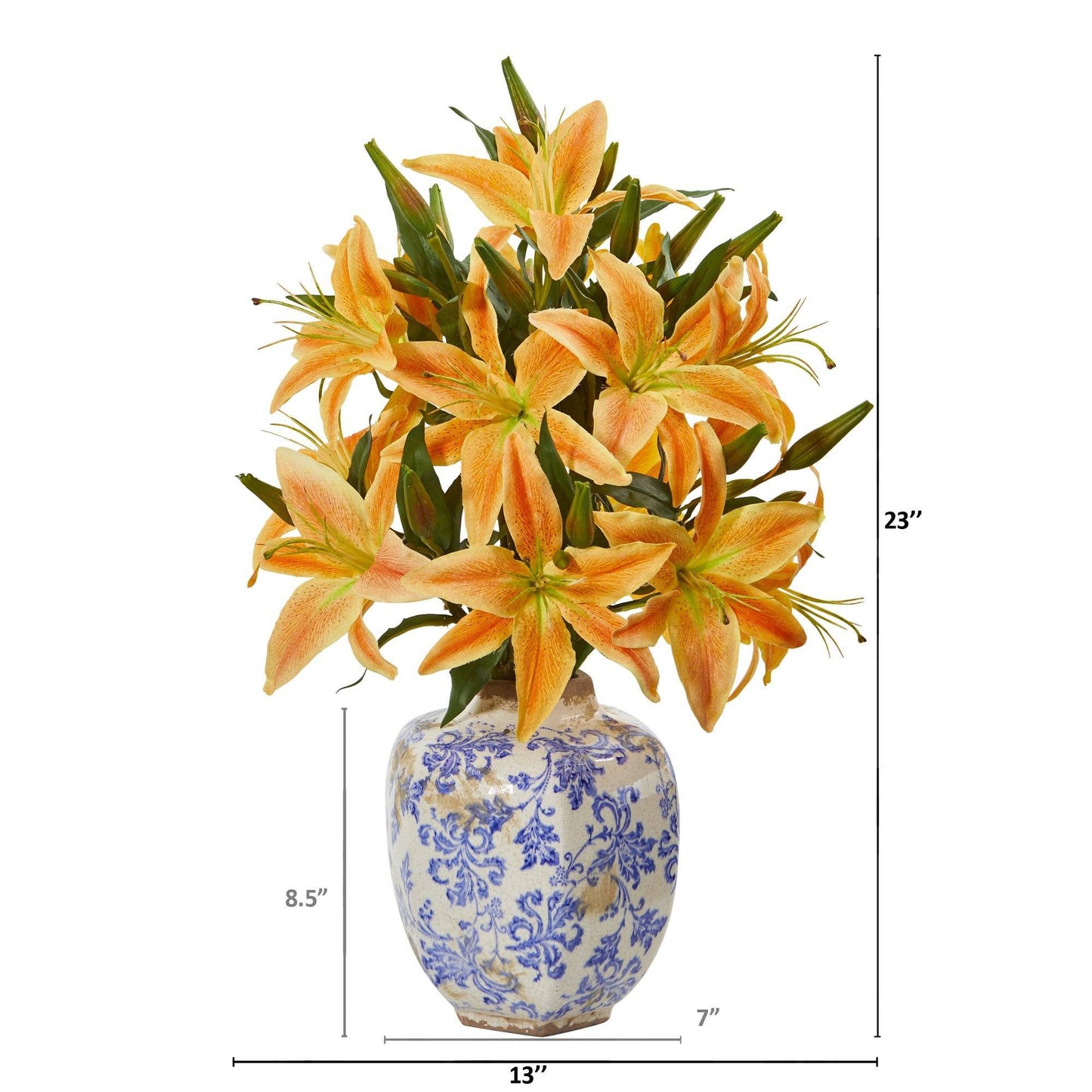 23” Lily Artificial Arrangement in Decorative Vase