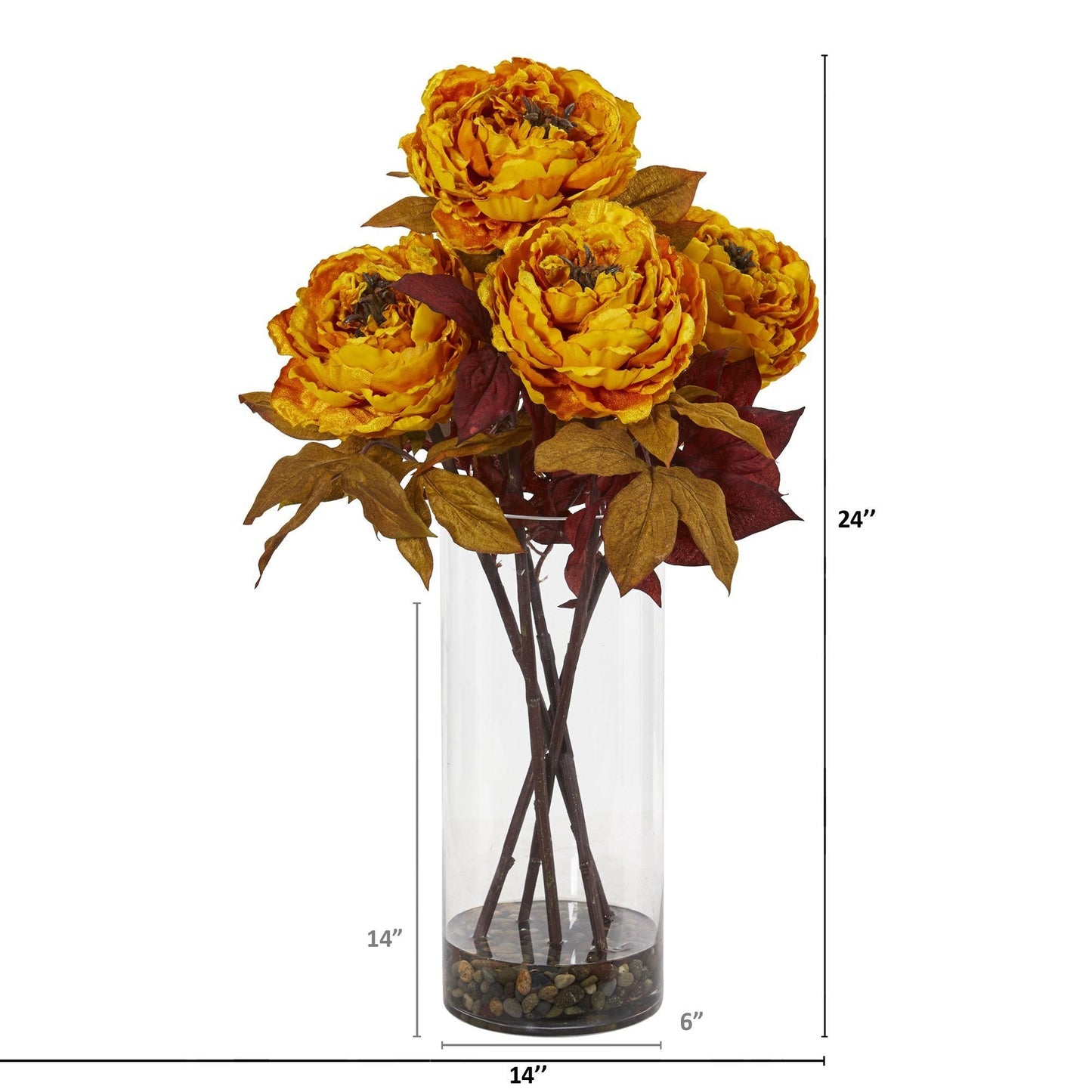 24” Peony Artificial Arrangement in Glass Vase