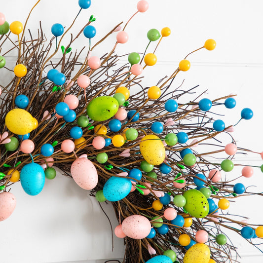 24" Artificial Easter Egg Twig Wreath