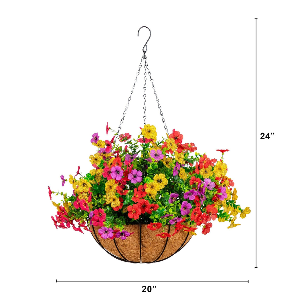 24" UV Resistant Artificial Daisy Hanging Basket DIY Kit (Indoor/Outdoor)