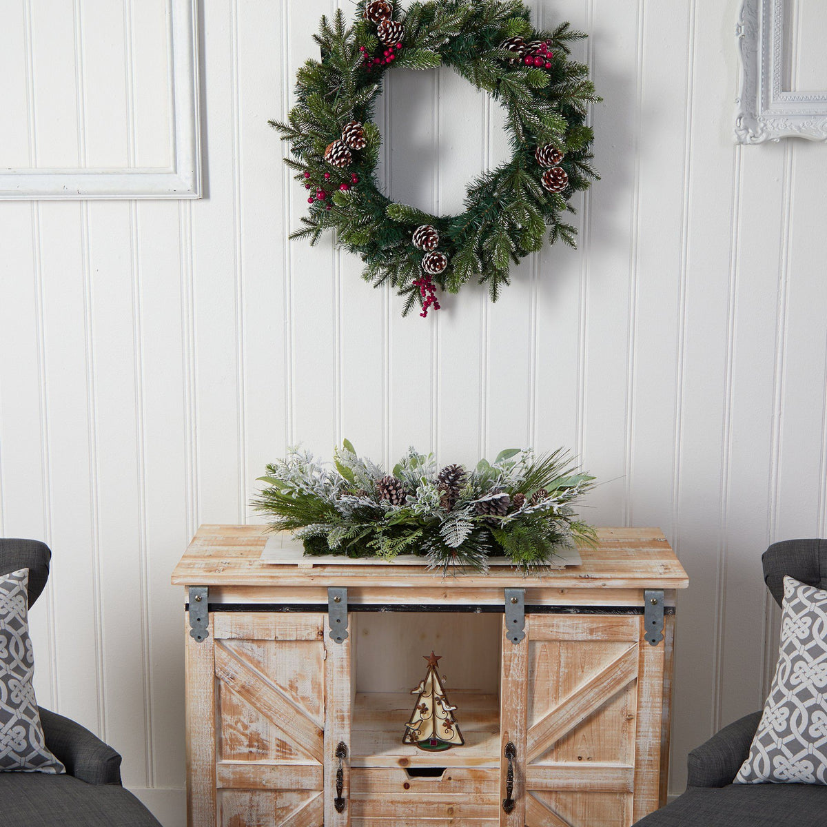 a wreath on a table