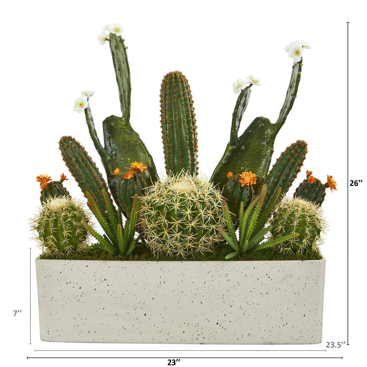 26” Succulent Garden Artificial Plant in White Planter
