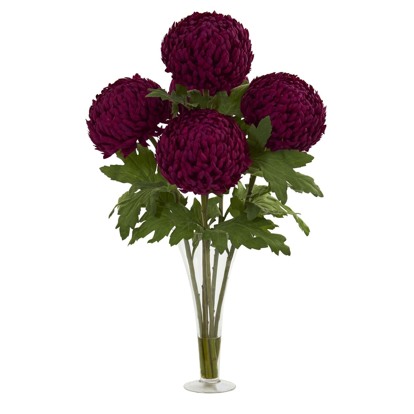 30” Mum Artificial Arrangement in Flared Vase