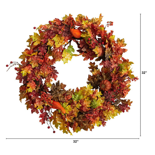 a wreath with leaves and berries