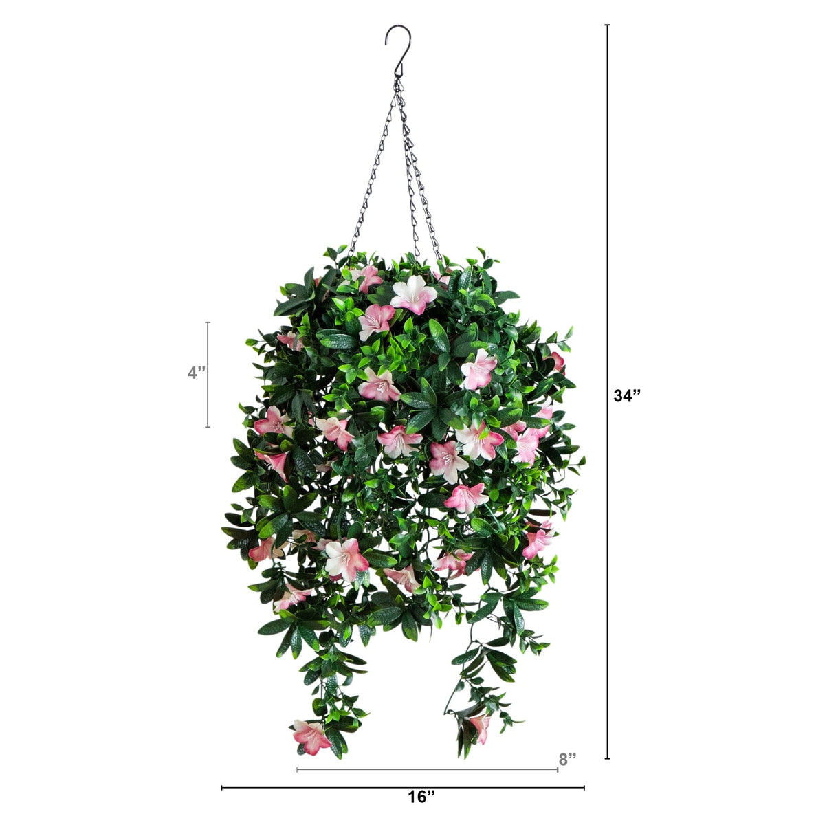 a plant with pink flowers and a basket