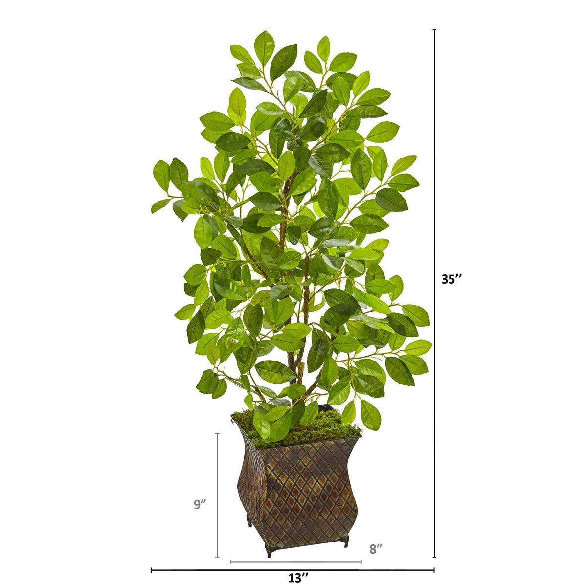 35” Ficus Artificial Tree in Decorative Metal Planter