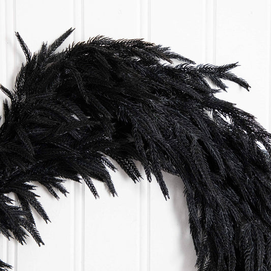 4' Artificial Real Touch Halloween Black Norfolk Island Pine Garland with Natural Look