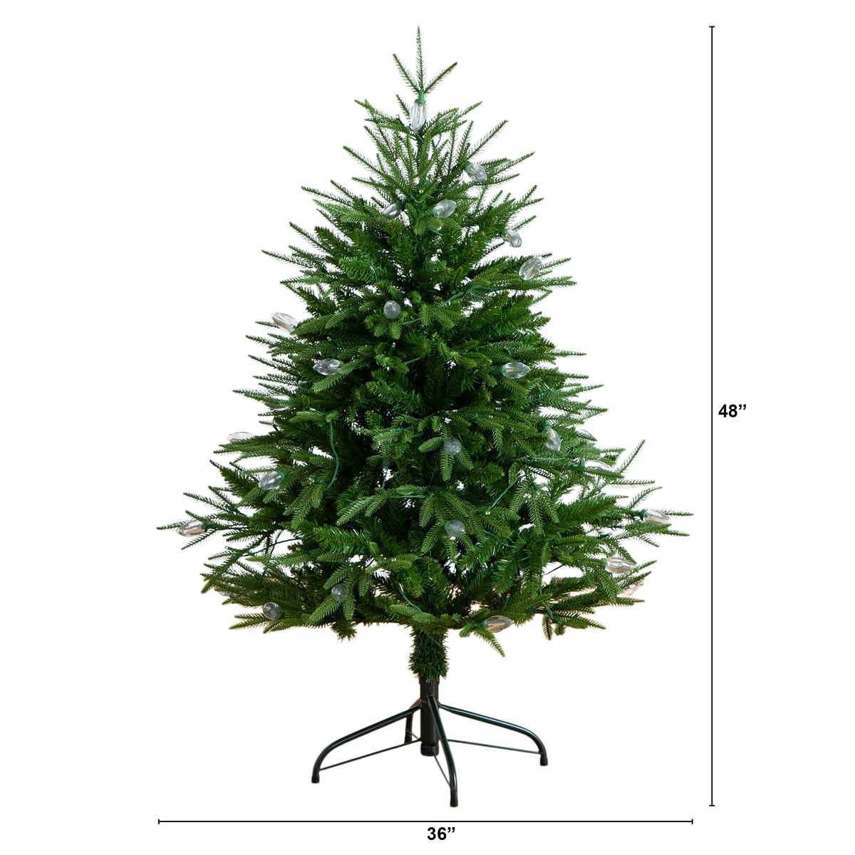 a tall christmas tree with a height chart