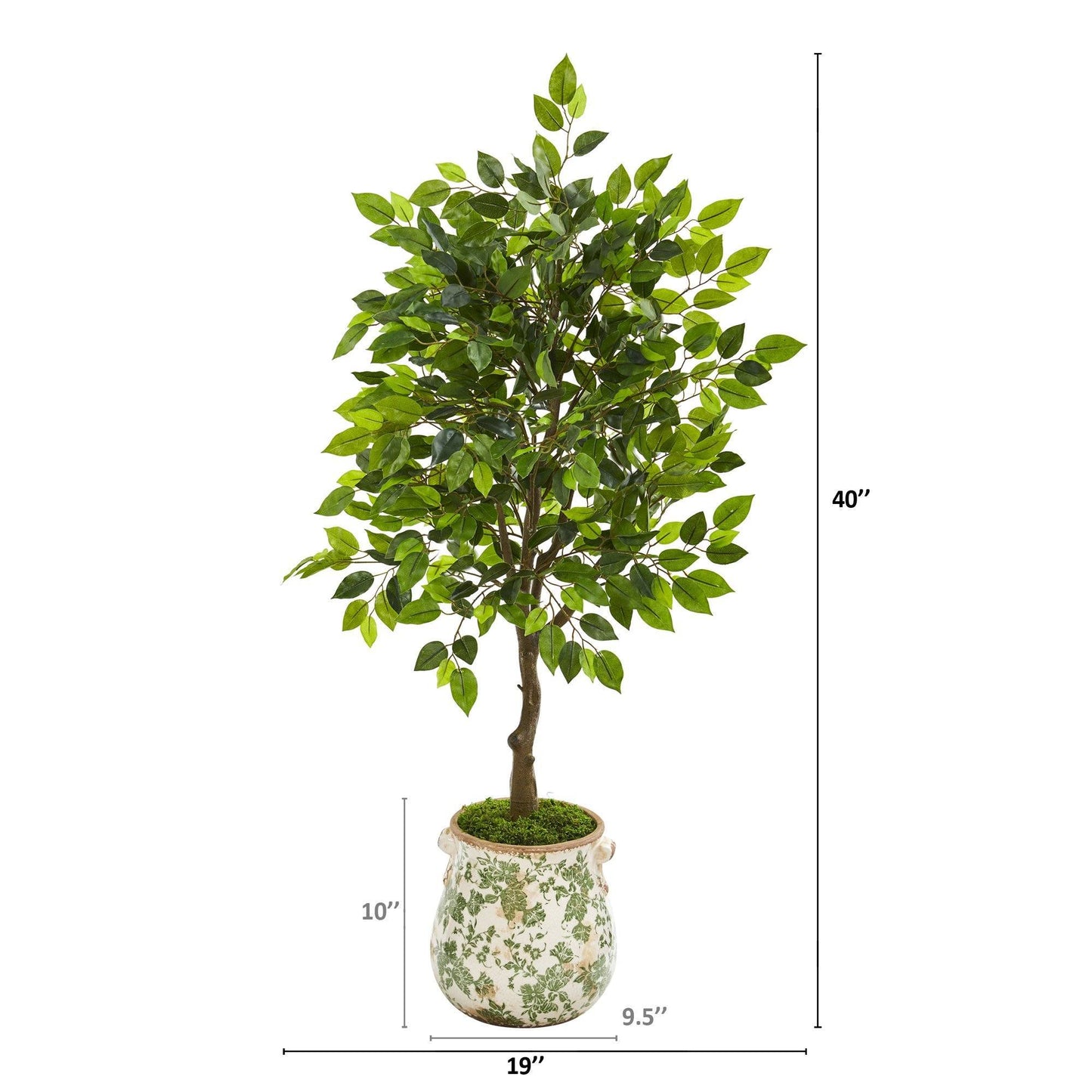 40” Mini Ficus Artificial Tree in Floral Planter
