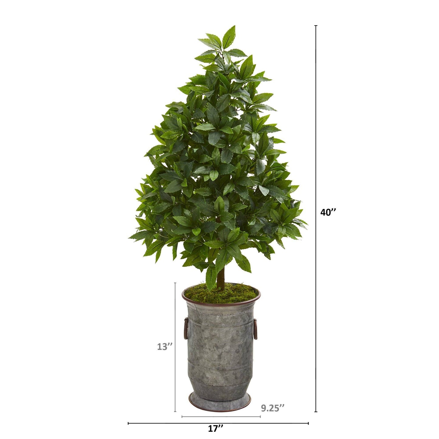 40” Sweet Bay Round Topiary Artificial Tree Thick Shape in Vintage Metal Planter