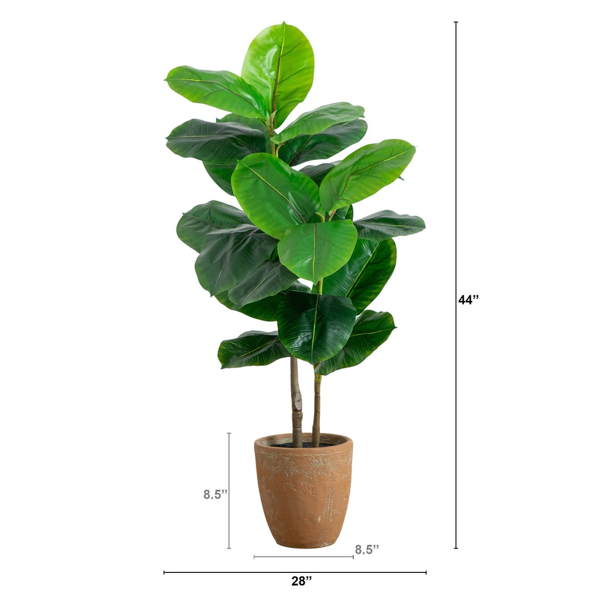 44" Artificial Rubber Tree in Decorative Planter