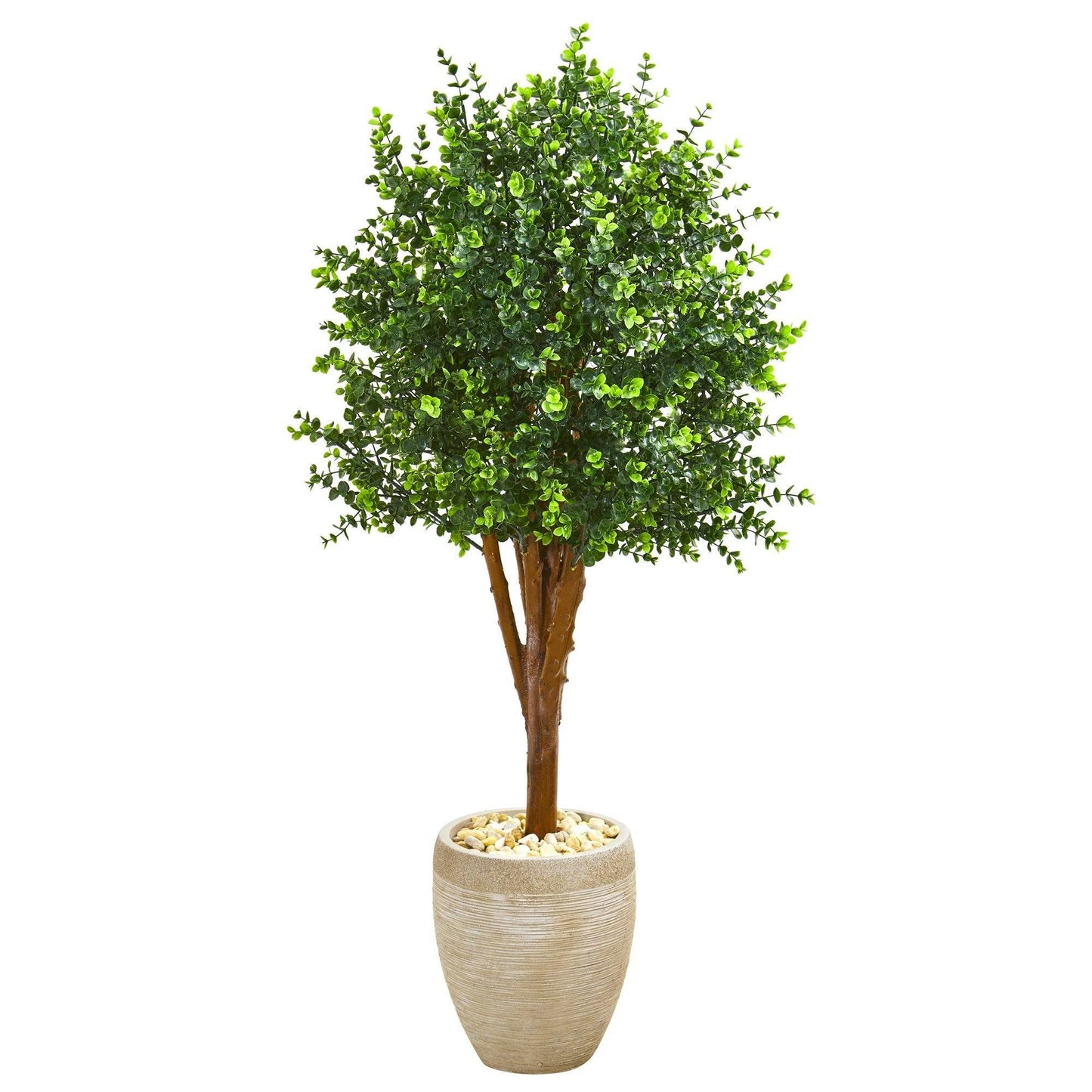 4.5’ Eucalyptus Artificial Tree in Sandstone Planter (Indoor/Outdoor)
